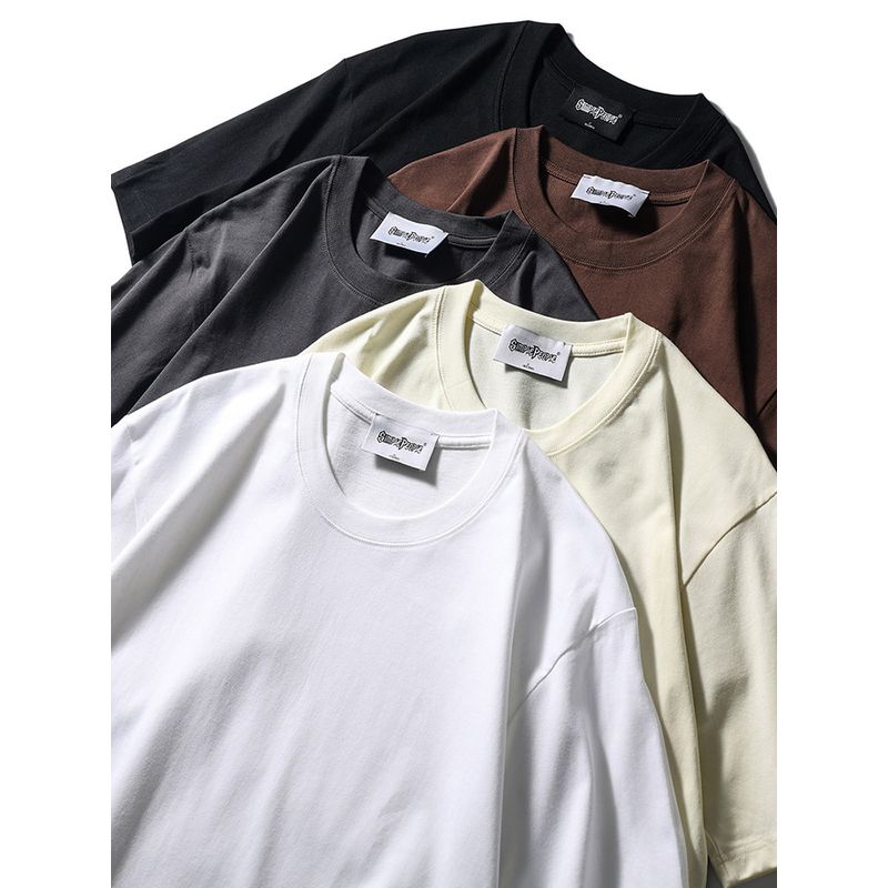 American Heavy Weight Heavy Weight Short Sleeve T-Shirt Men 2024 New Arrival Fashion Trendy Brand Summer Export Export White T-shirt