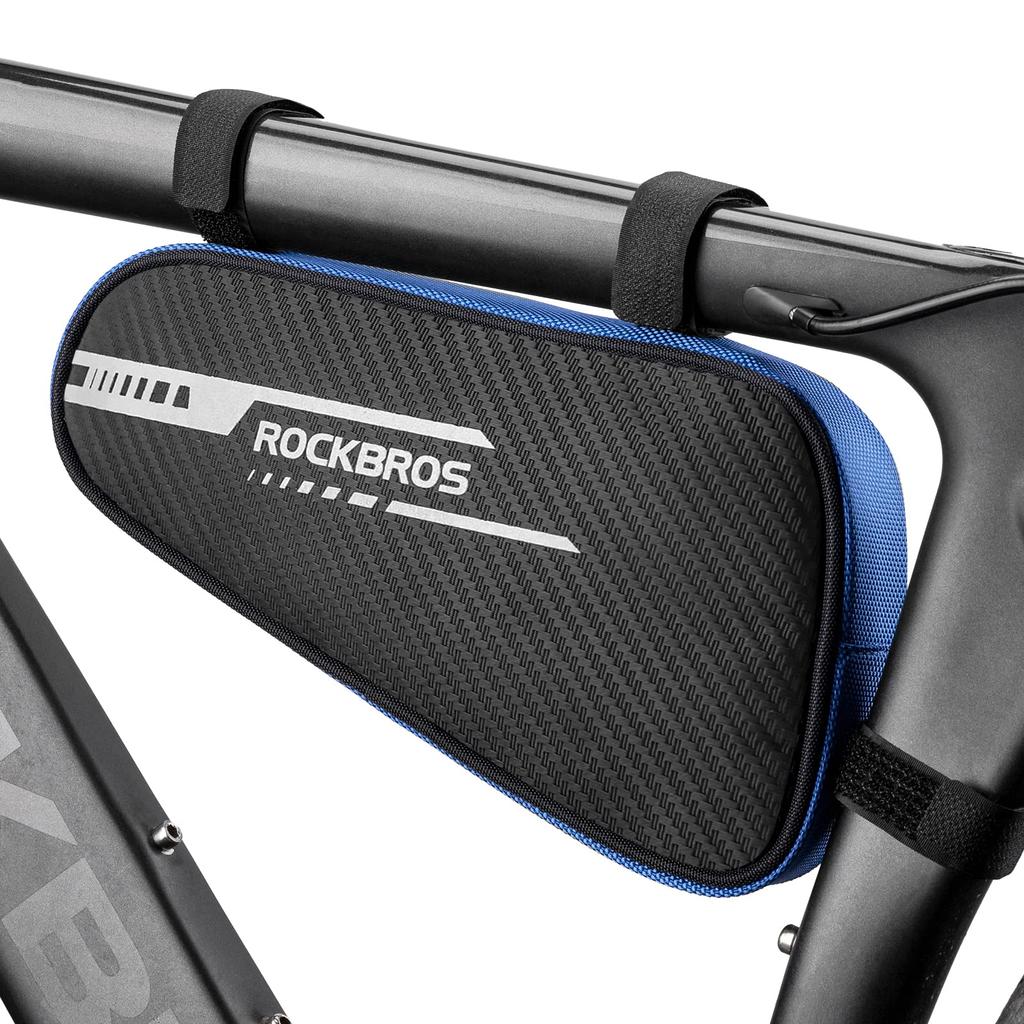 ROCKBROS Bicycle Frame Triangle Bag for Road with Small Item Compartments and for Ample Storage Bag, Bikes, 1.2L Capacity, Knee-Friendly, Dividers,
