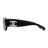 Chanel Logo Arm Oval Sunglasses Unisex Sunglasses Black CH5493A-C622S5