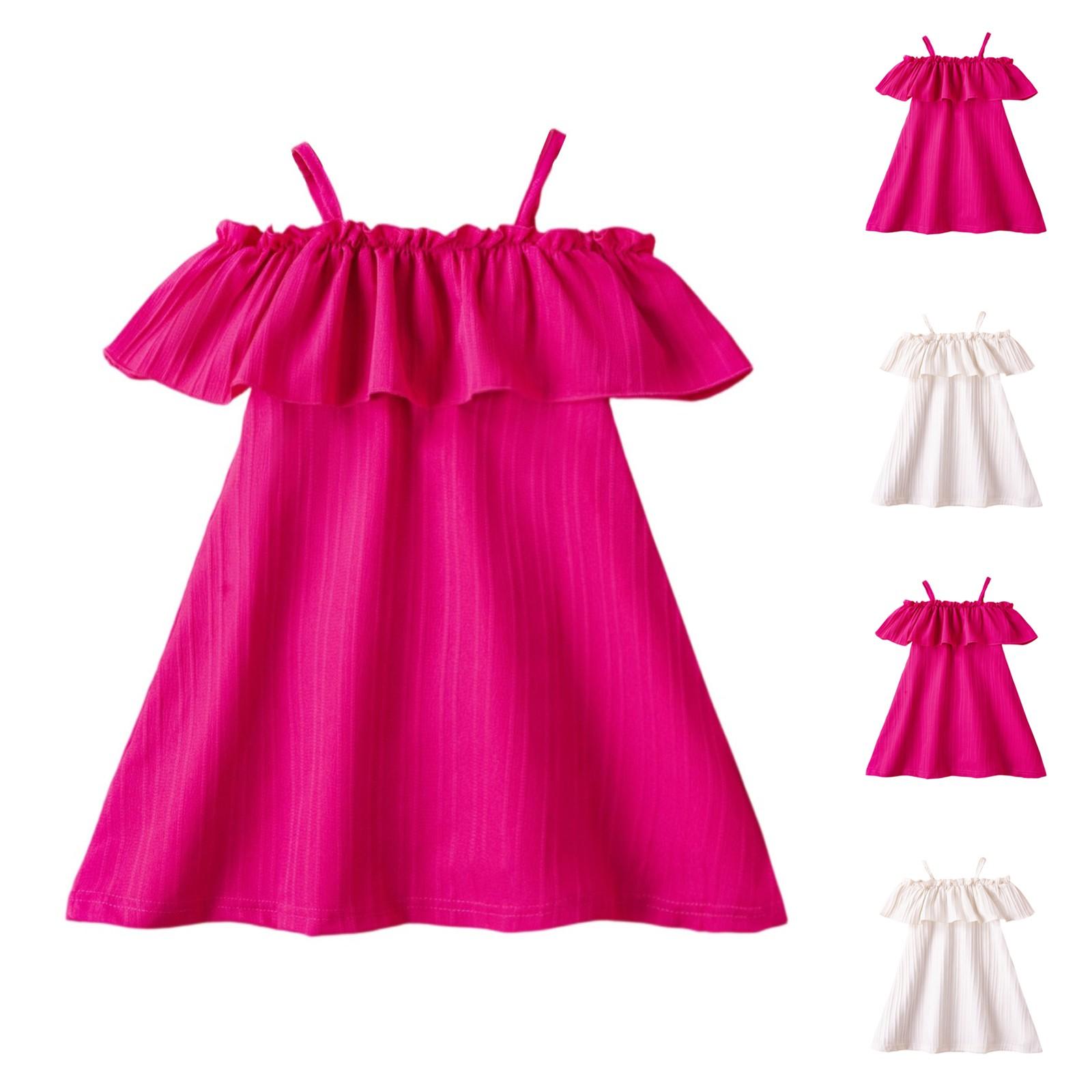 

Girls Backless Sundress - Sleeveless Flounce Hem Dress 100 бежевий