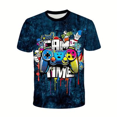Modny T-shirt z nadrukiem 3D dla mężczyzn z krótkim rękawem, topy, graficzny T-shirt z gamepadem, letnie uliczne koszulki casual