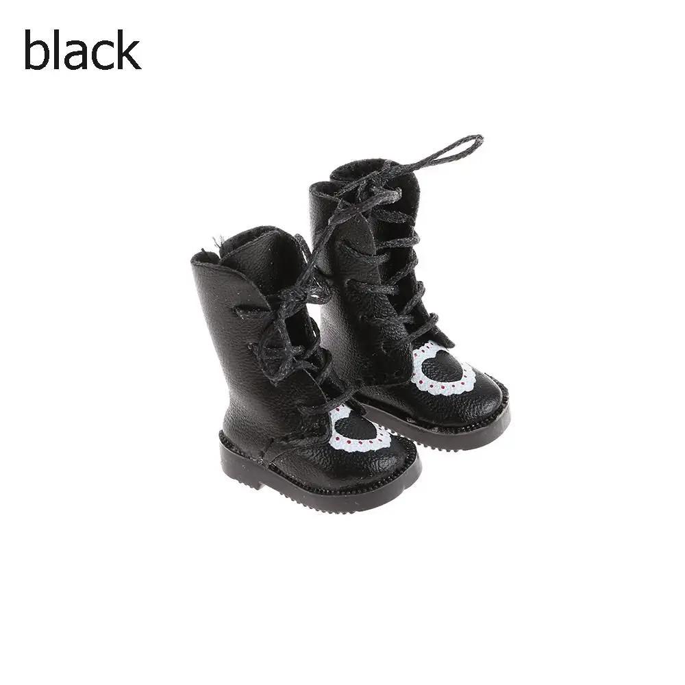 1Pair Mini Pu Leather Boots Heart Bandage Shoes For 1/6 Doll Toy Accessories Handmade Cute Doll Shoes Toys Birthday Gifts