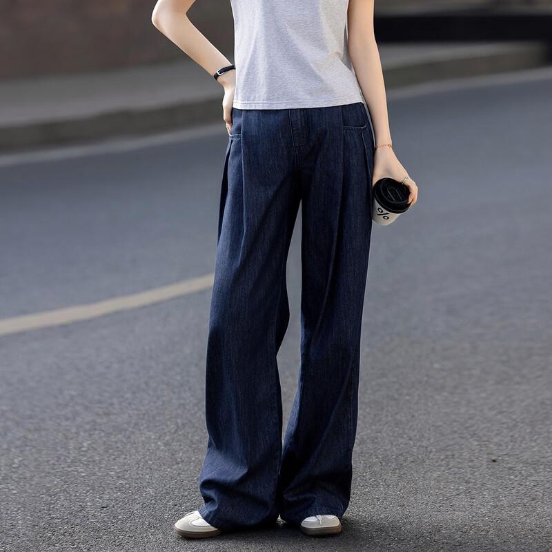 Demana Women s Summer Slub Denim Wide-Leg Jeans L