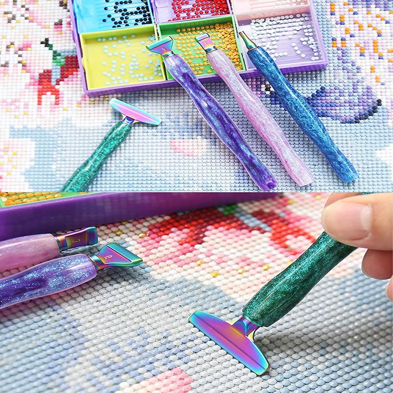 Diamond Painting Tool Kit, A DIY Diamond Embroidery Accessory Set for Craft Lovers and Beginners, Includes A Diamond Pen with Resin and 6 Metal Tips