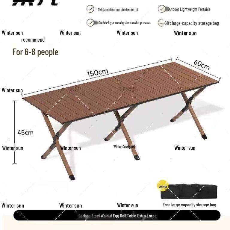 Portable Outdoor Folding Egg Roll Camping Table and Chair Set for Picnic and Barbecue