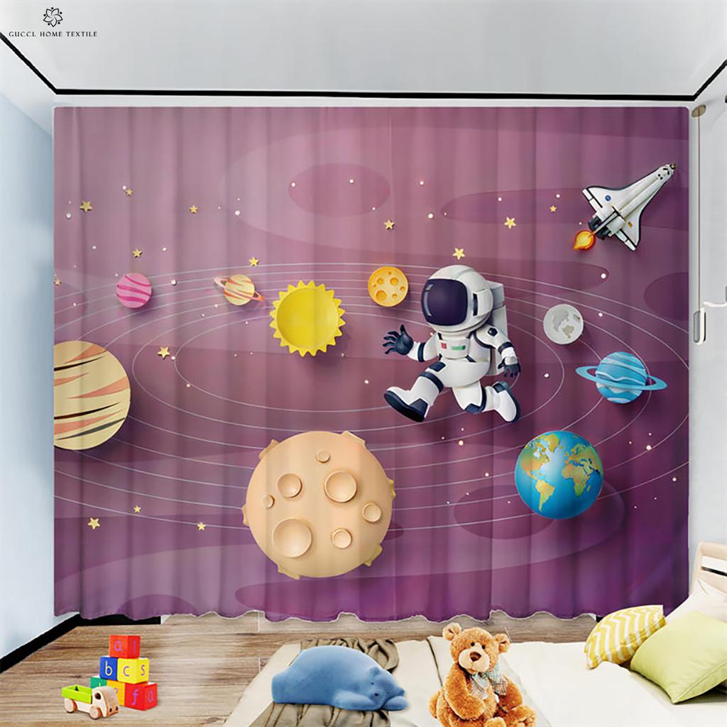 Cartoon Blackout Curtain for Children's Room, Heat Insulation, Living Room, Study, Balcony, 2Pcs, High Quality