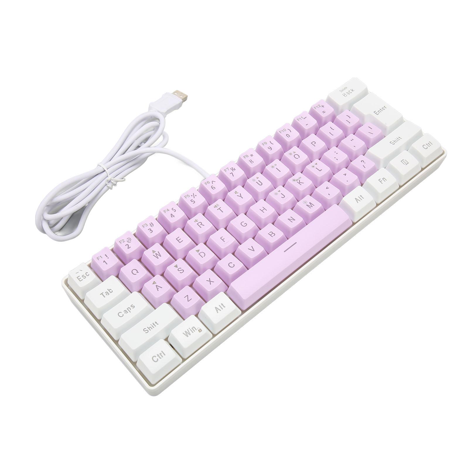 

Gaming Keyboard USB 61 Keys RGB Backlit Ergonomic Contrast Color Space Saving Wired Keyboard for Desktop Laptop White