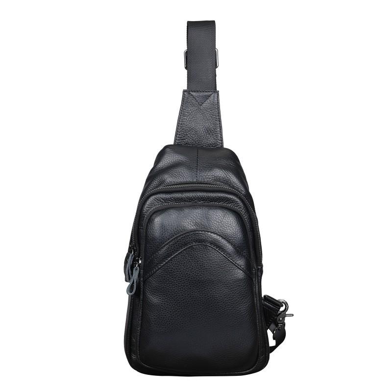 Men's Chest Bag Genuine Leather Crossbody Large Capacity Top Layer Cowhide Fashionable Sports Single Shoulder