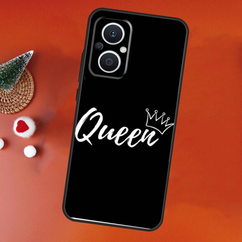 Crown QUEEN & KING Couples Case For OPPO Find X3 Lite X2 Neo X5 X6 Pro OPPO Reno 10 Pro 8T 5Z 4Z 4 5 6 7 8 Lite Cover