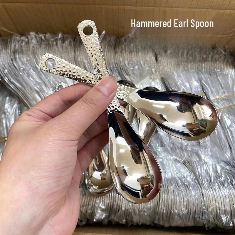 ZISIZ Gold Hammered Stainless Steel Soup Spoon Set