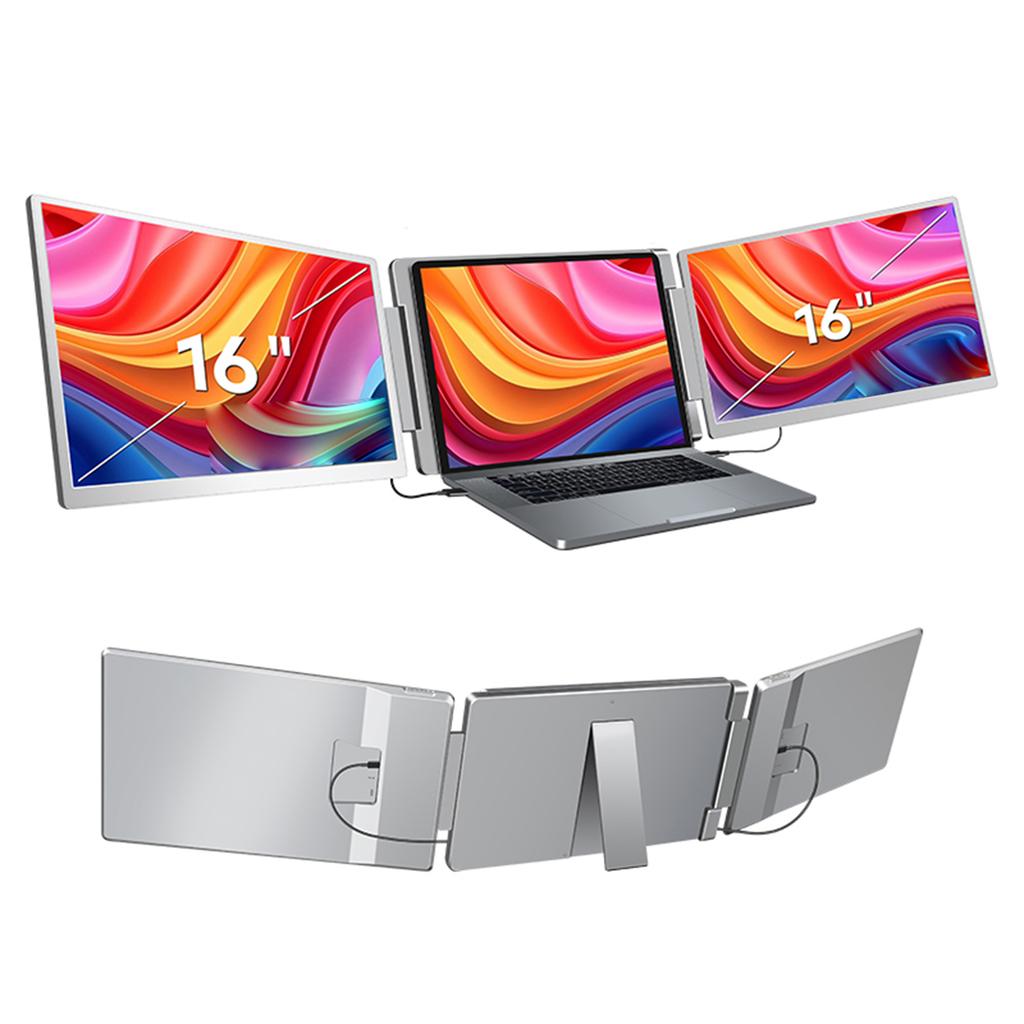16" Laptop Screen Extender 1200P FHD Portable Triple Monitor for 12-18.5" Laptop Folding Monitor
