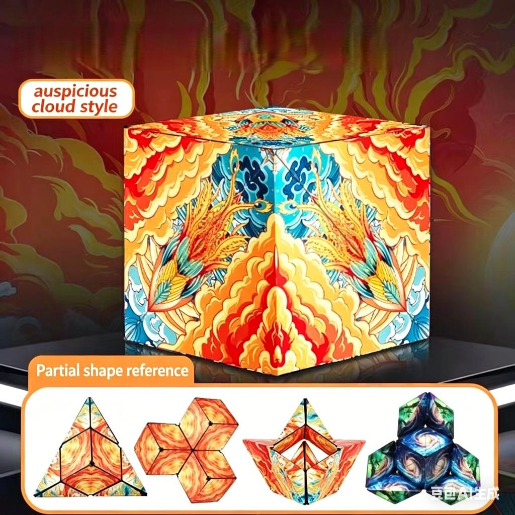 Starry Sky Themed Transforming Cube, Multi-Shape Puzzle Stress Relief Toy, Creative Transforming Board, Starry Texture Transforming Cube