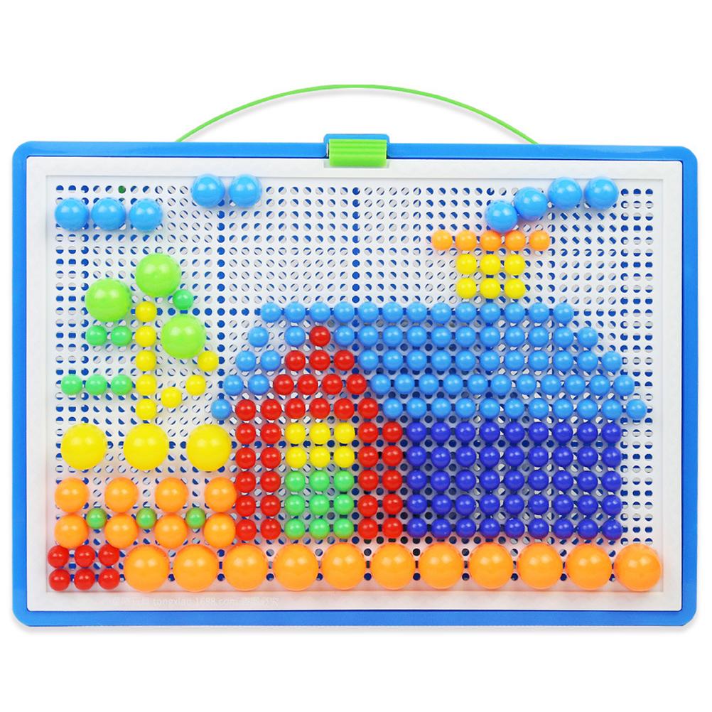 296PCS Colorful Mushroom Nails Pegboard Puzzle Set 3D Mosaic Jigsaw Game Building Blocks DIY Toys