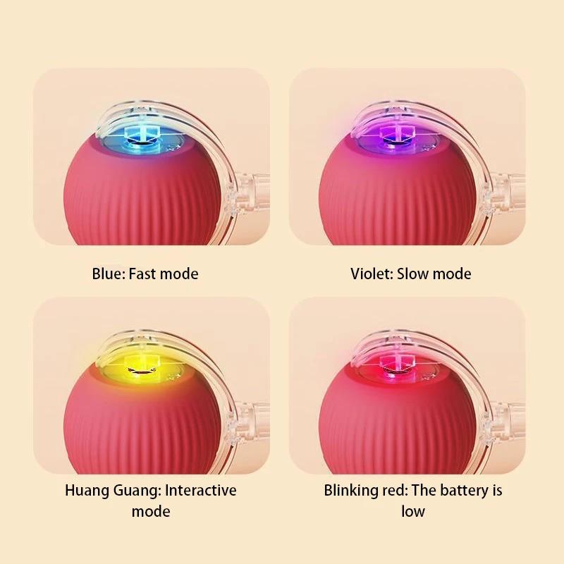 JUSTINLAU Pets Interactive Ball Automatic Rolling Rechargeable Smart Balls Three Modes Anti-Bite Ball Toys Home Pets Supplies