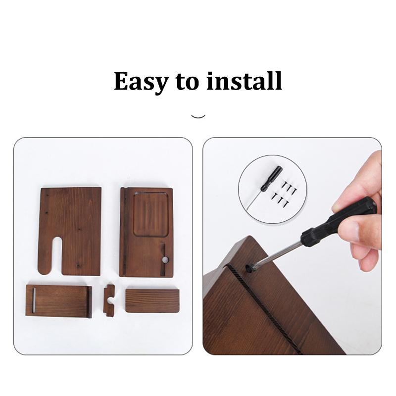 Nachtkastje Organizer Hout Telefoon Docking Station Sleutelhouder Portemonnee Stand Horloge Organizer Valentijnsdag Cadeaus Voor Hem Houten Organizer