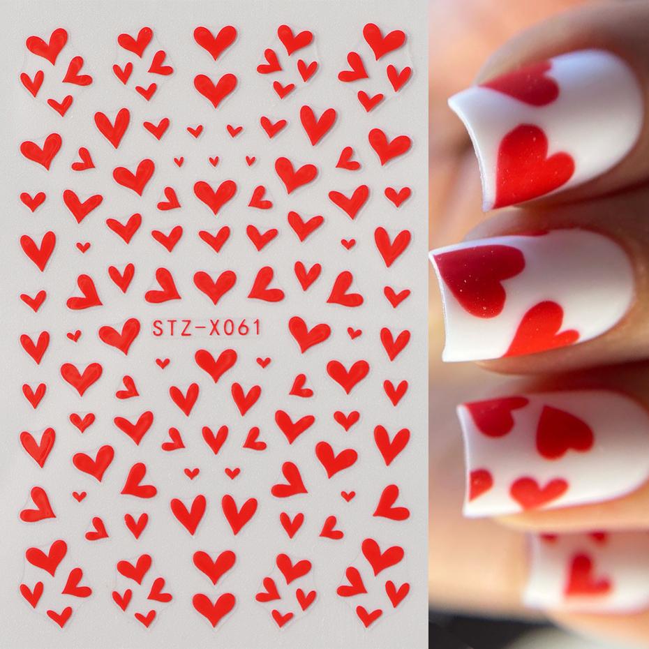 Xiaomi Red Heart Nail Sticker Decals Little Love Heart Valentine 3D Self-adhesive Sliders for Manicure Foil Tattoo Nail Art Decorations