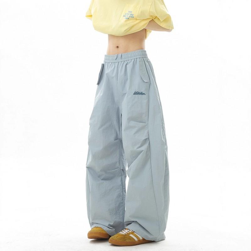Mens Thin Quick-Dry Parachute Pants Loose Wide Leg Street Dance Casual Trousers