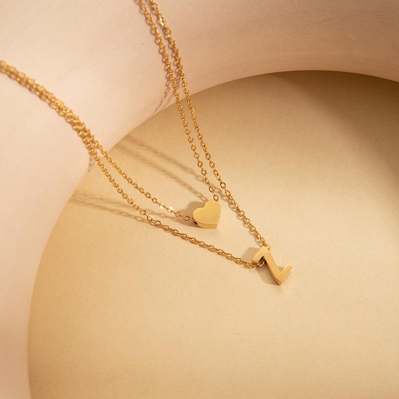 European & American Titanium Steel Letter Necklace for Women - High-End Luxury Clavicle Chain, Colorfast Stainless Steel Jewelry
