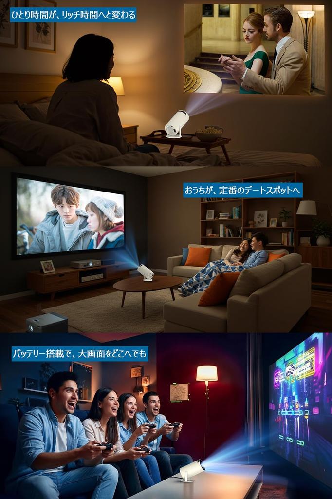 Compact Projector 16GB Large Storage Compact at with Android 4K Bluetooth Up to Large Ceiling Full Netflix High Automatic Keystone Home Compatible
