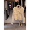 Fashion Elegant Doll Collar Knitted Cardigan Women Sweater Autumn/winter Casual Lapel Loose Coats Long Sleeved Jacket Sweet Simple Solid Top