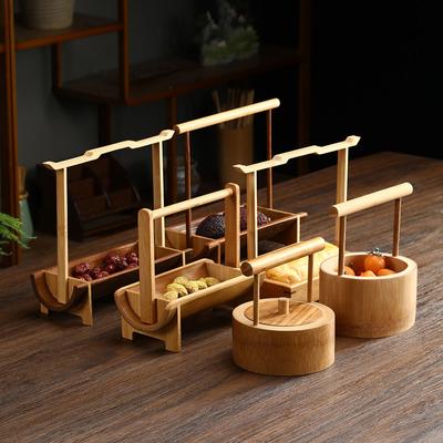 Cestino portatile in bambù per snack, contenitore per rinfreschi da tavolo, vassoio per frutta secca, cestino per snack di frutta, piatto da dessert