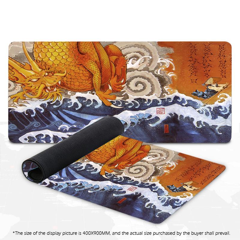 

Japanese Mouse Pad Gamer Waves Playmat Gray Art Aesthetics XL Computer Home HD Mousepad XXL Office Soft Non-Slip PC Table Mat 300X700X3MM