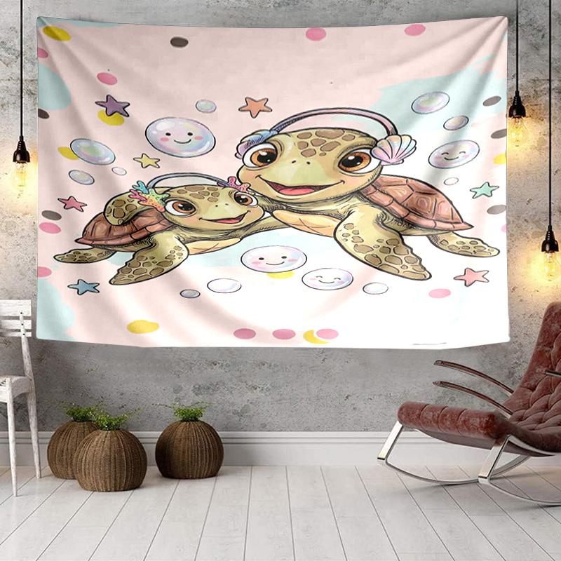 Underwater Two Sea Turtles Tapestry Room Decoration Wall Hanging for Living Room Bedroom, Dormitory, Birthday and Christmas Gifts