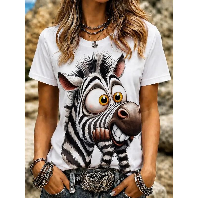 Lustiges Blumenkranz Kuh T-Shirt für Damen Kleidung 3D Lustiges Tier Sommer T-Shirts, Western Cottagecore Damen Oberteile Geschenk