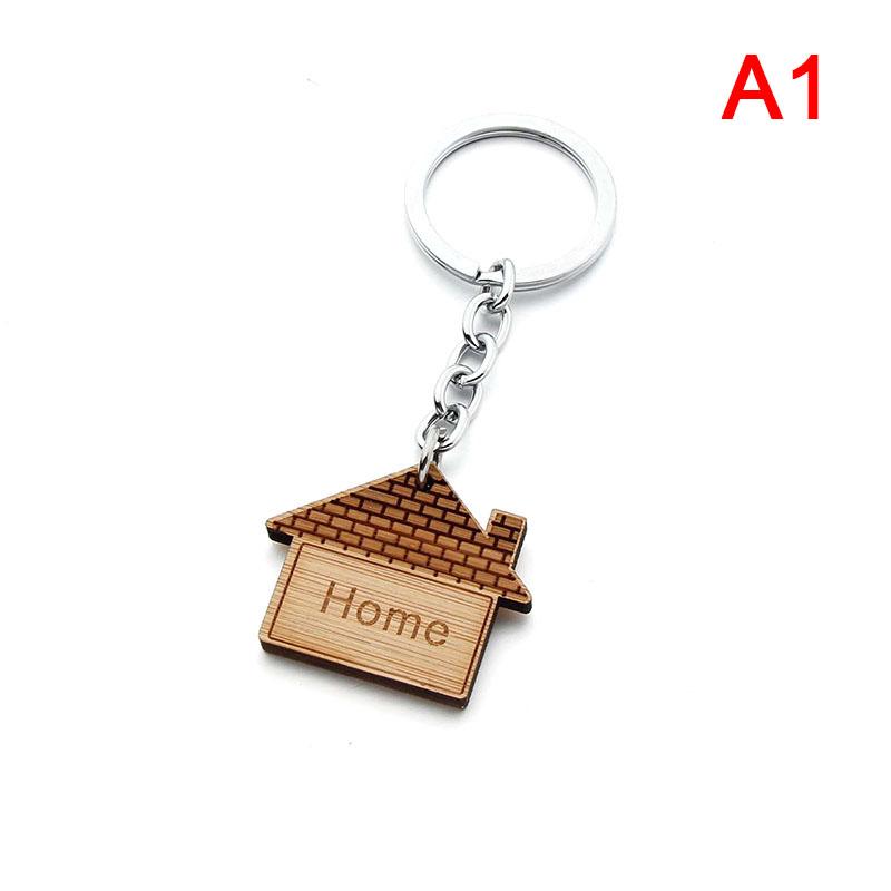 

House Key Chain Wood Keychain Housewarming Gift Home Key Ring Decor as the picture
