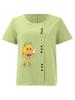 Women's Fashion Humanoid Lemon Print Shot Sleeve T-shirt Loose Cotton Shirt Casual Loose Summer Blouse Tops Plus Size