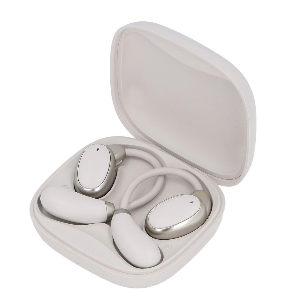 Language Translator Earbud Beige Color Bone Conduction Real Time Voice Translator Earbud