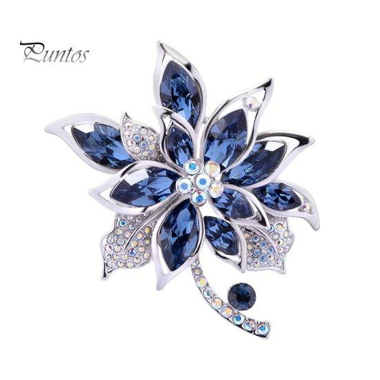 

Цветочная брошь со стразами, украшение для торжественного костюма, воротника, шляпы, шарфа, прищепка, ювелирные изделия для выпускного бала. синий