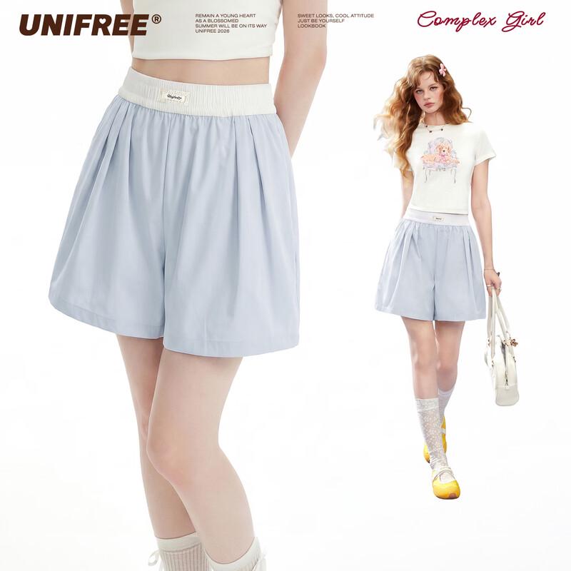 UNIFREE Color-block High-waist Casual Shorts M