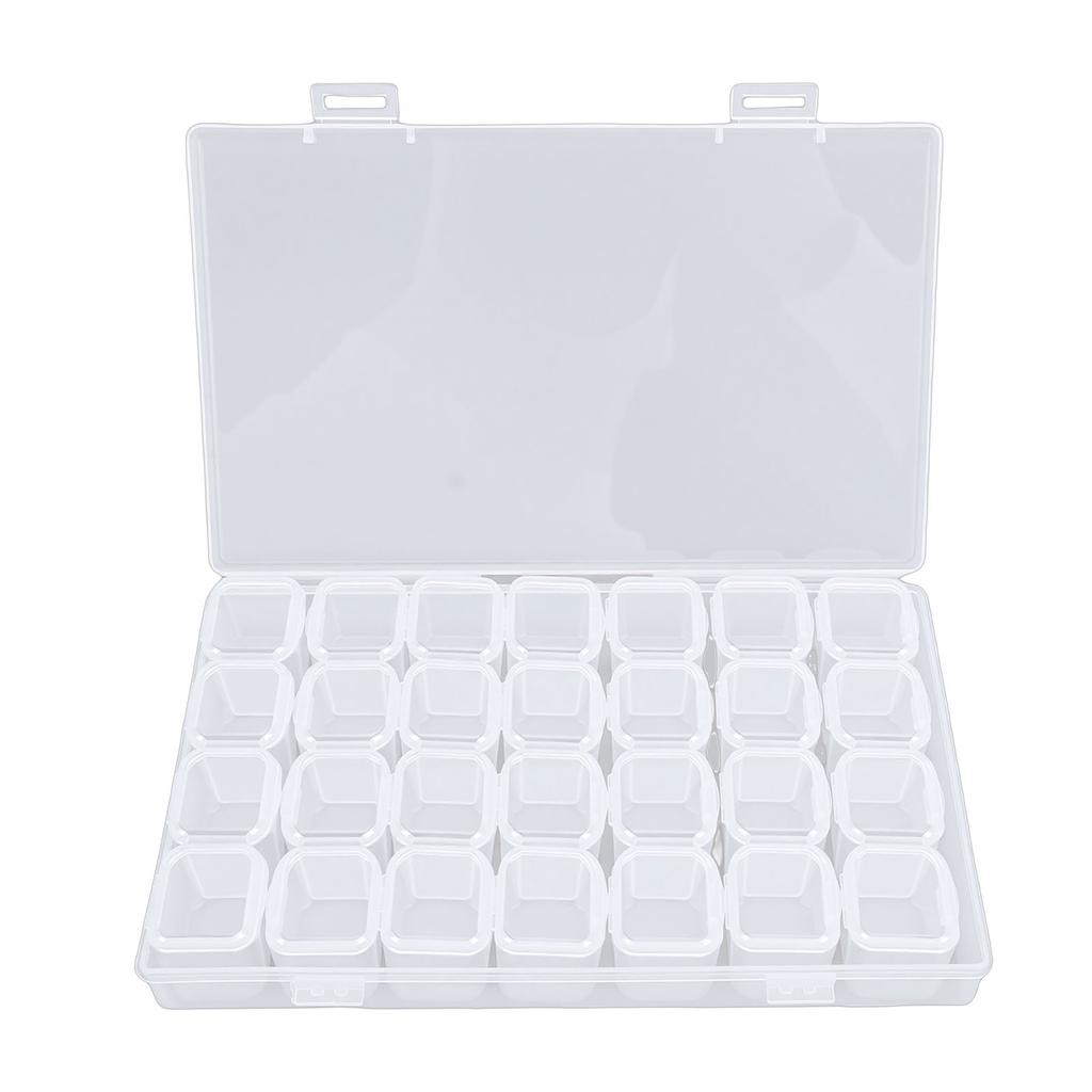 28 Compartments Nail Art Tool Box Transparent Jewelry Accessories Nail Tool Organizer with Snap Closure