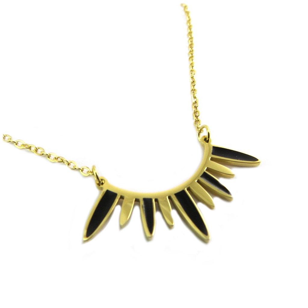 Les Trésors De Lily [P7901] - Designový náhrdelník 'Boho' černozlatá ocel - 28x10 mm