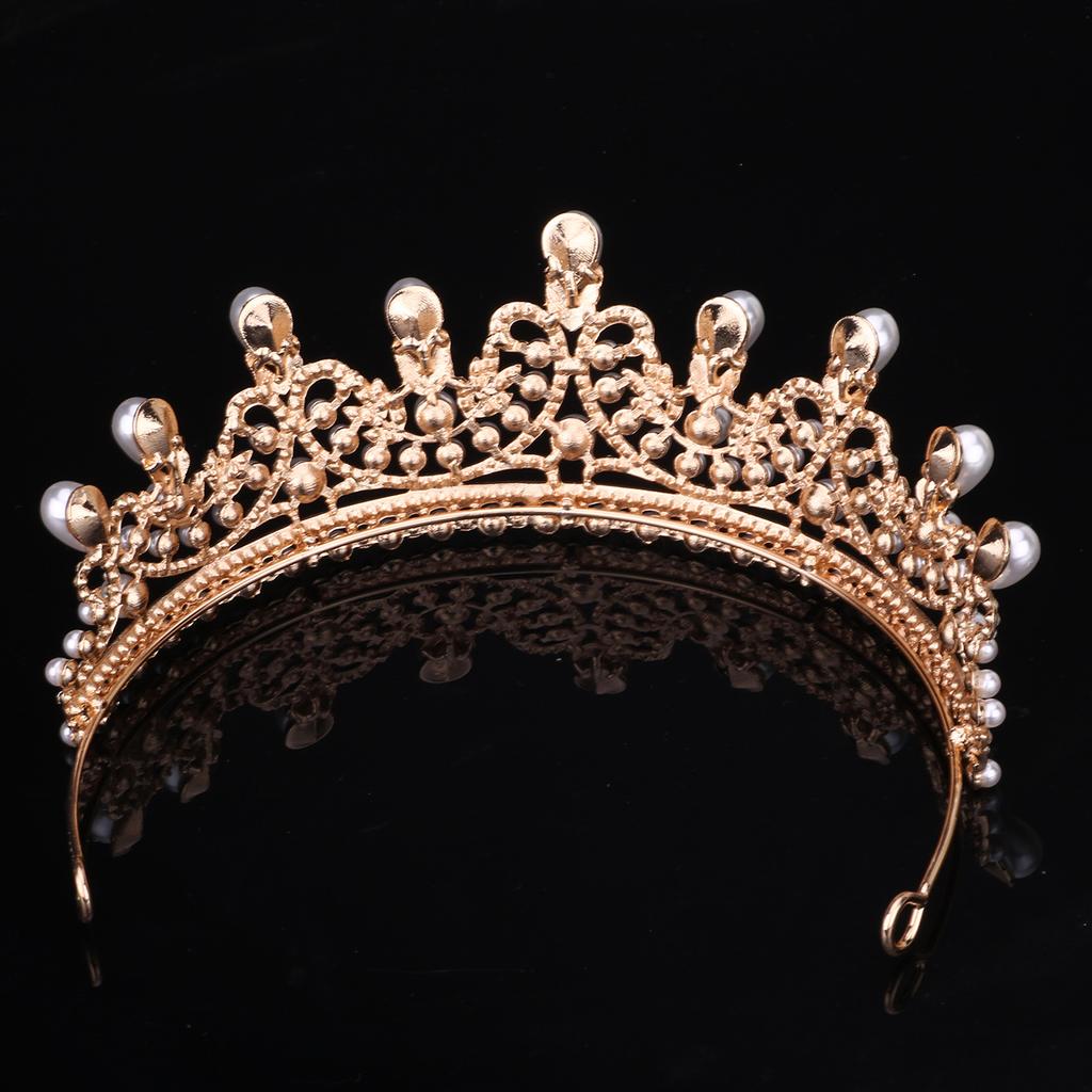Brautkrone Tiara Perle Legierung Strass Haarband Barock Retro Prinzessin Geburtstag Haarschmuck für Frauen