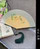 Vintage-Style Portable Green Folding Fan for Women, Suitable for Hanfu, Cheongsam, Classical Dance, and Summer Use