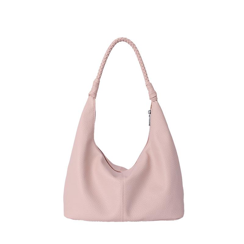 Stylish Faux Leather Hobo Bag with Braided Shoulder Strap Slouchy Large Capacity Zip Top Tote Purse