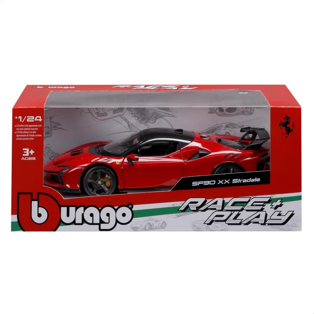 Bburago 1/24 Scale Ferrari SF90 XX Stradale Red / Diecast Model Car, Finished Product, 18-26032 RD