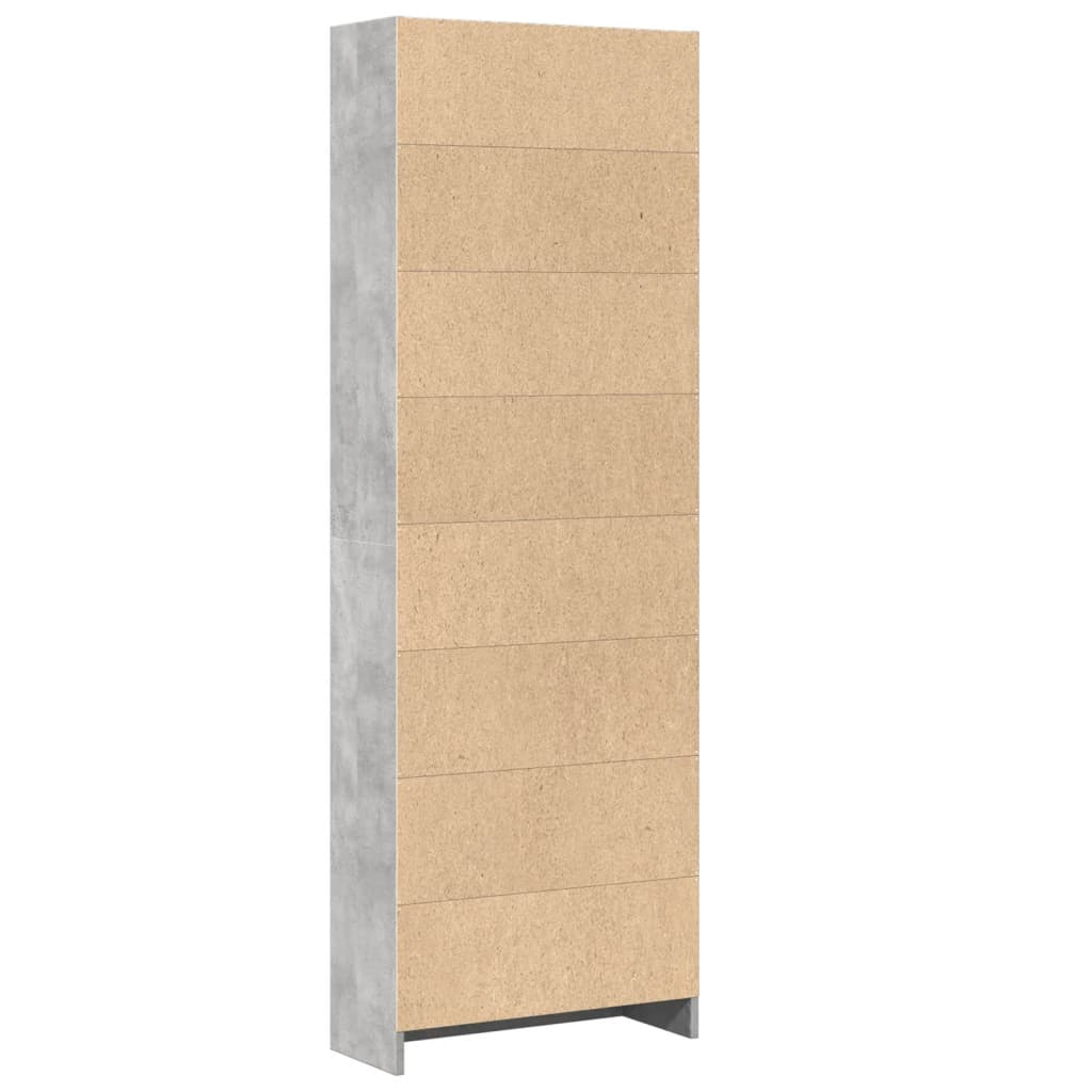 Bookshelf Concrete Grey 60x24x176 cm Engineered Wood