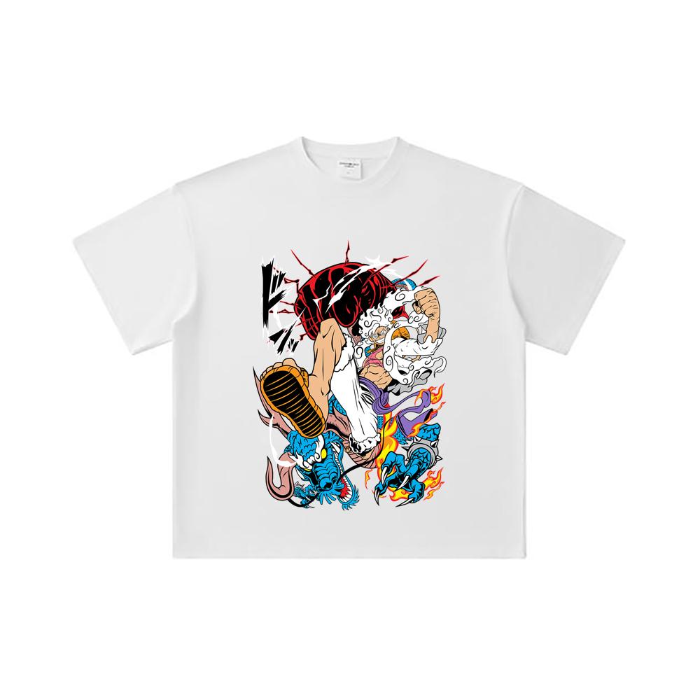 260 GSM Double Yarn 32 Count 100% Cotton One Piece V7 Luffy Kaido Print Unisex Heavy Cotton T Shirt