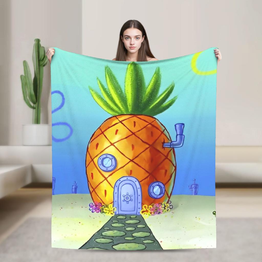 SpongeBob SquarePants Cartoon Blankets Fleece Lightweight Thin Throw Blanket for Bedroom Sofa Bed Rug