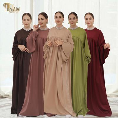2023 Loriya Großer Schwung Einfarbig Locker Bequemes Morgenkleid LR592