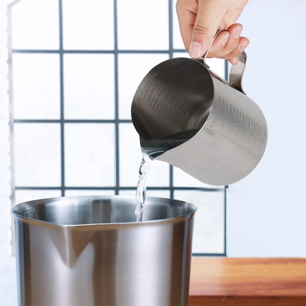Stainless Steel Measuring Cup Coffee Jug Milk Frothing Pot Espresso Latte Pitcher(1000ml)