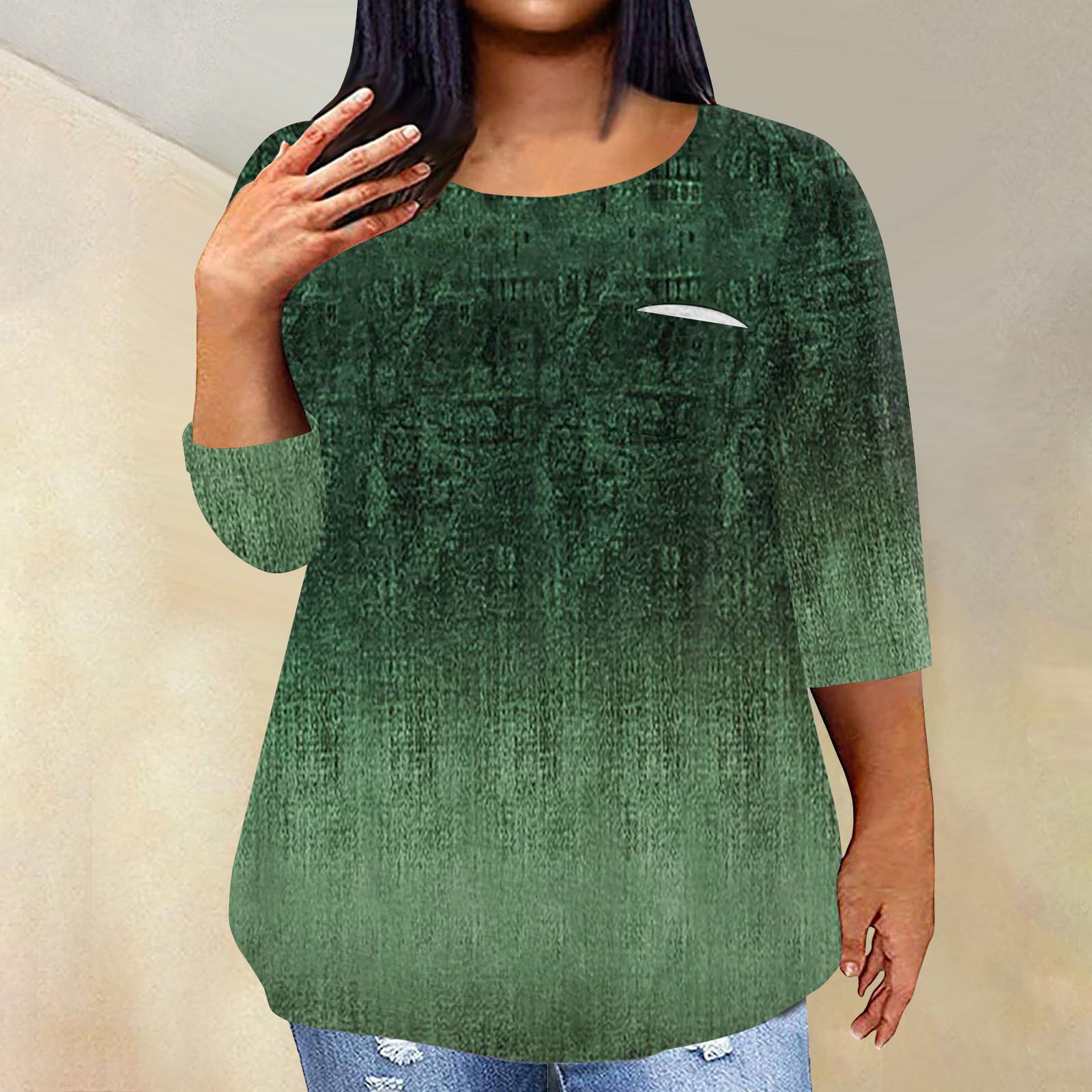 

Женский модный повседневный пуловер с круглым вырезом и рукавом три четверти с принтом, топ с рукавами 4/3 XXXL