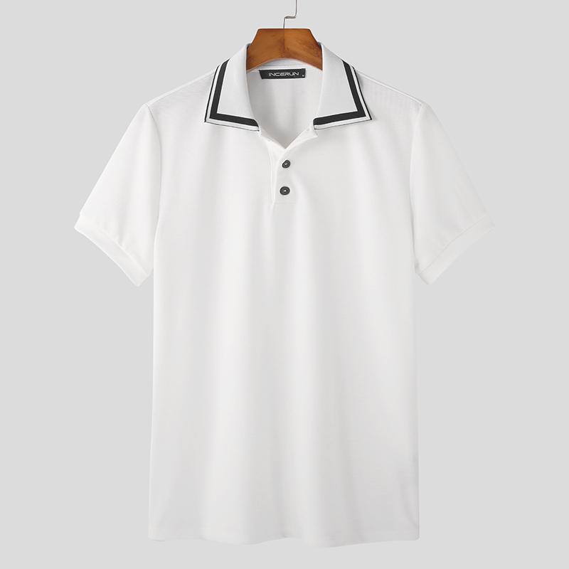 Letní pánská polokošile s krátkým rukávem, barevně blokovaná, pro módní ležérní outfity