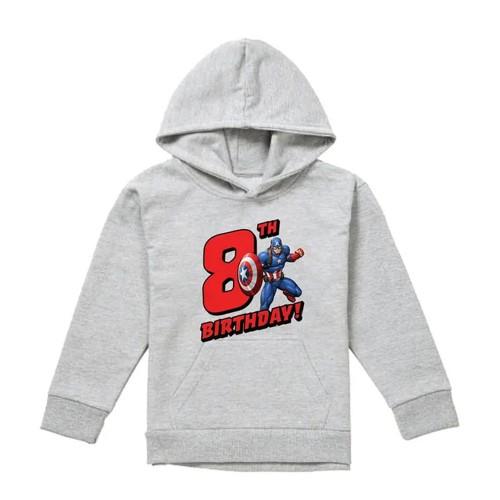 Captain America Childrens/Kids 8th Birthday Heather Pull Over Hoodie