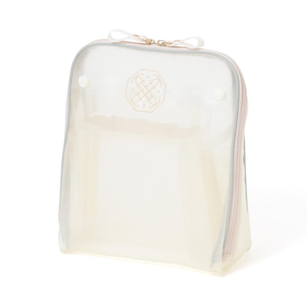 

Franc Franc Japan Bicolor Satin Mesh Tool Stand Pouch Mint X Ivory