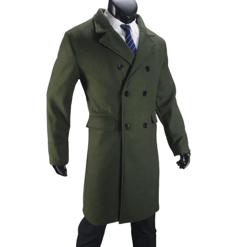 European 2024 Men's Double-Breasted Wool Overcoat In Stock