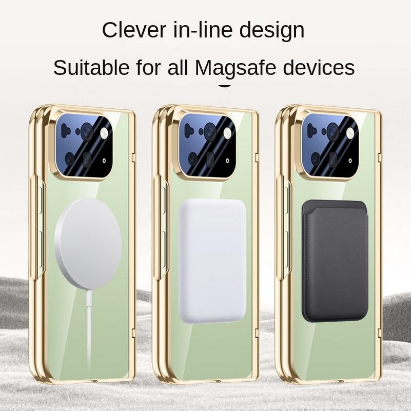 With Magsafe Magnetic Transparent Screen Tempered Glass Protector Case For Google Pixel 10 Pro Fold Spring Hinged Back Cover